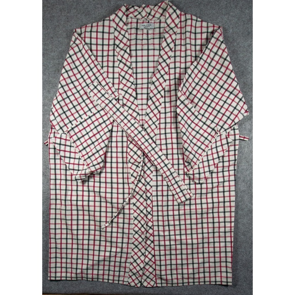 Nautica Sleepwear Men's Lightweight Plaid Robe Sz L